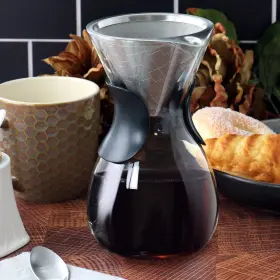 136626.01 Mr. Coffee Verduzco 1 Liter Clear Glass Pour Over Maker With Fine Mesh Fi