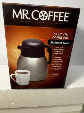 72790.02 Mr. Coffee Buelton Insulated Stainless Steel Pot 1.1 Quart Silver/black