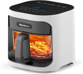 Mystara Gmaf01-lian Glass Air Fryer Digital Control Panel 4.5 Quart Bowl Hot White