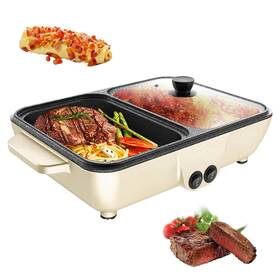 Nawesrva B0dc7ynhys 2-in-1 Electric Hot Pot And Grill Combo - Dual Temperature Control Non-stick F