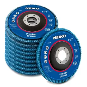 11142a Neiko 10 Pack Zirconia Flap Discs 4-1/2 For Angle Grinder 40 Grit Flappe