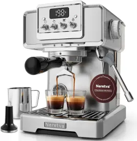 Cp6100u Neretva Espresso Coffee Machine With Pressure Gauge 15bar Instant Silver