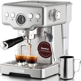 Neretva Pe3690s Espresso Machine 2 In 1 Stainless Steel Coffee And Silver