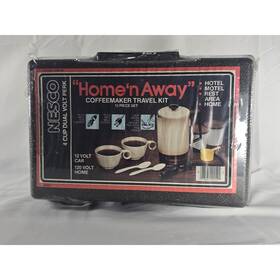 Nesco 1600-58 Vintage Home Ftn Away Dual Volt 4-cup Coffee Maker Travel Kit 12-pc Set New