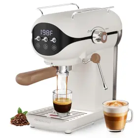2735 Nesskoko Espresso Machine With Steam Milk Frother Semi Automatic 20 Bar White