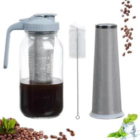 Omnglq64 Omnisafe 64 Oz Cold Brew Coffee Maker Glass Mason Jar Pitcher With Pour Spout Handle
