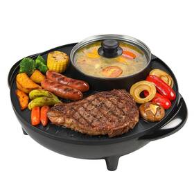 Ovente B0bz9g4642 Electric Hot Pot And Grill Combo 2-in-1 Portable Cooker For Bbq Shabu Sha