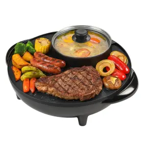 B0bz9g4642 Ovente Electric Hot Pot And Grill Combo 2-in-1 Portable Cooker For Bbq Shabu Sha