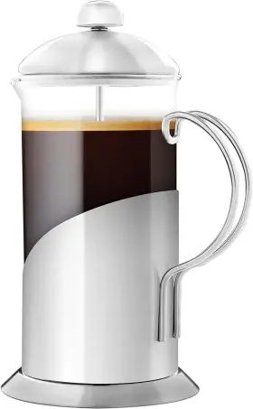 Fsl20s Ovente Stainless Steel Plunger System And Durable Borosilicate Heat Resistant Glass