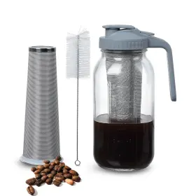 Psgglq6401 Party Club Of America Cold Brew Coffee Maker Pitcher 64-ounce Glass Wide Mouth Mason Jar With Sta Inch