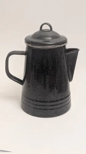 5-8-pu2456 Paula Deen 8 Cup Stovetop Percolator Coffee Pot Camping-speckled Black Enamel