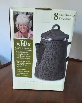 Paula Deen 631899518675 8-cup Stovetop Speckled Porcelain Enamel Percolator Niob