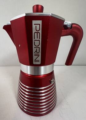 Pedrini 02cf116 Infinity Italian Stovetop Coffee Espresso Maker 6 Cup Moka Pot Red