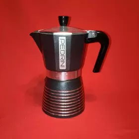 Pedrini 883336419247 Rock Infinity Black/silver Aluminum Coffee 6 Cups Espresso Moka