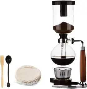 Dsfe456 Peoxo 5 Cup Premium Siphon Coffee Maker Wooden Handle Vacuum Brewer Pot Japanese 600ml Dsfe456 Peoxo 5 Cup Premium Siphon Coffee Maker Wooden Handle Vacuum Brewer Pot Japanese 600ml