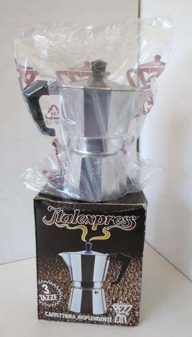 Pezzetti 000743000208 Vtg New Boxed Italexpress Aluminum Stove Top Espresso Maker Italy 3 Cup