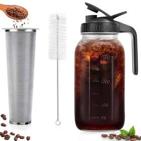 Pinaceae 055855553167 Cold Brew Coffee Maker 64oz Wide Mouth Iced Pitcher With Handle And St