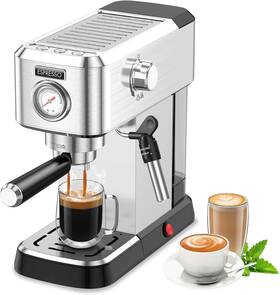 Pokk Em818 Espresso Machine 20 Bar Professional Maker Milk Frother Black