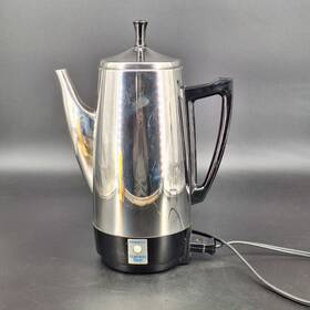 Presto 028110512.25 Vintage Electric Coffee Percolator Stainless Steel Black Handle Base