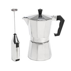 Primula 741393188547 Stovetop Espresso Maker And Handheld Electric Milk Frother Gift Set Moka Pot