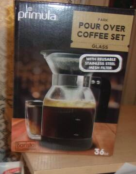 Primula Ppowd-6636 Park Glass Pour Over Coffee Set 36 Oz By New In B0x