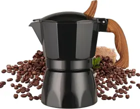 Proxxi 744110201444 Aluminium Moka Pot Stovetop Espresso Maker With Cool Touch Handle 3 Cup Black