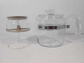 Pyrex 7754 Vtg Flameware Glass 4 Cup Stove Top Coffee Maker Pot Percolator