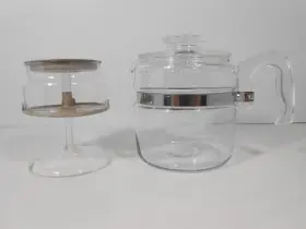 7754 Pyrex Vtg Flameware Glass 4 Cup Stove Top Coffee Maker Pot Percolator