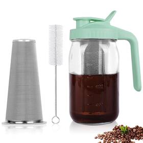 Qhh 033455215174 Cold Brew Coffee Maker 32 Oz Mason Jar Pitcher With Stainless Steel Filter P