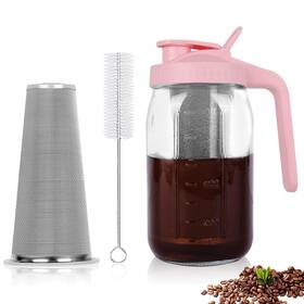 Qhh 033455215440 Cold Brew Coffee Maker 32 Oz Mason Jar Pitcher With Stainless Steel Filter P