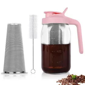 Qhh 033455215440 Cold Brew Coffee Maker 32 Oz Mason Jar Pitcher With Stainless Steel Filter P