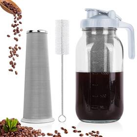 Qhh 224268174882 Cold Brew Coffee Maker 64 Oz Mason Jar Pitcher With Stainless Steel Filter P