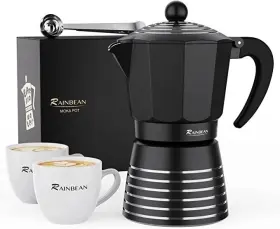 Ems203-6 Rainbean Moka Pot 6 Cups Espresso Maker Italian Stovetop W 2 And Spoon 300ml