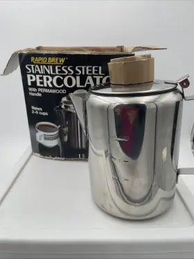 7761500409 Rapid Brew Stainless Steel Percolator 2-9 Cups Permawood Handle