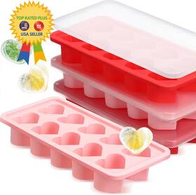 Reallnaive Pir-reallnaive-1389 4 Pcs Heart Shaped Ice Cube Trays With 8.54 X 4.09 1.42 Inches Red Pink