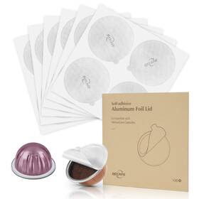 Recaps Rc-v200 Aluminum Foil Lids To Reuse Coffee Pods Compatible 120 Pcs Silver