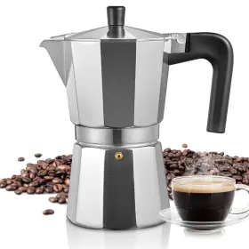 Moka-9-silver Reemix Italian Espresso Coffee Pot Comes With 9 Cups For Electric Ceramic Stovetop