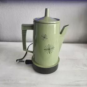 K7508av Regal Vtg Poly Perk Coffee Pot Percolator Starburst Avocado Green Retro 4-8 Cups