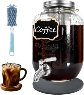 Ruilemei 711181136197 Cold Brew Coffee Maker With Silicone Mat Pitcher 1 Gallon Glass Pitch