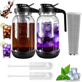Ruilemei 764269754042 Cold Brew Coffee Maker 2 Pcs 64 Oz Mason Jar Pour Spout Lid Carafe Re