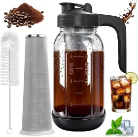 Rm21 Ruilemei Cold Brew Coffee Maker 64 Oz Mason Jar Pour Spout Lid Carafe Refillable