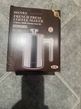 Secura Sfp-17ds French Press Coffee Maker 17 Oz Stainless Steel Model # New