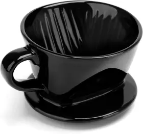 Segarty 445011869858 #2 Pour Over Coffee Maker Black Ceramic Dripper 1 Set 3 Holes Reusable