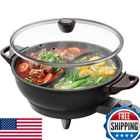Senschef B0fqmqx3cm Twin Electric Hot Pot Divider Pfas-free Ceramic Nonstick Evenheat