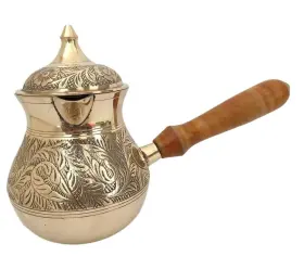 Sg-nrot025 Sharvgun Golden Turkish Greek Arabic Coffee Pot Brass Metal Maker Cezve Ibrik Brik