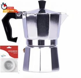 Shenniu 313057830828 Classic Moka Pot 6 Cup 9 Oz Stovetop Espresso Maker Aluminum Silver Cuban Coffee