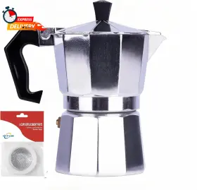 Shenniu 313057830828 Classic Moka Pot 6 Cup 9 Oz Stovetop Espresso Maker Aluminum Silver Cuban Coffee