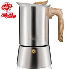 Sivaphe 313097290248 Stovetop Espresso Maker Stainless Steel 9 Cups Induction-capable Mocha Pot 4
