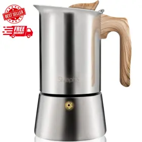 Sivaphe 313097290248 Stovetop Espresso Maker Stainless Steel 9 Cups Induction-capable Mocha Pot 4