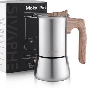 Sivaphe 445045977970 Stovetop Espresso Maker Stainless-steel 2 Cups Coffee Induction